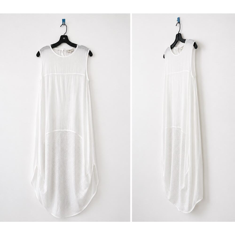 koch kenyan silk cotton tie waist mixed media maxi dress Small
